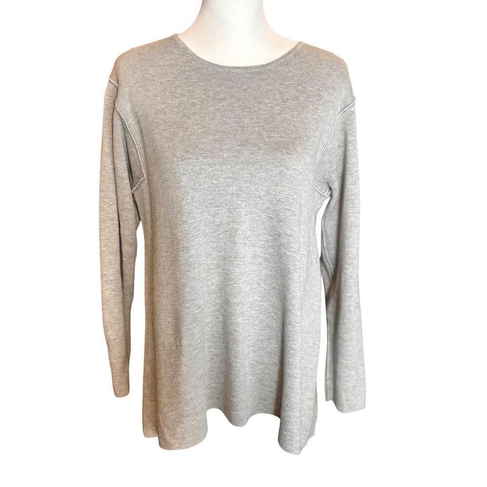 J.Jill Reversible Knit Top Gray Cotton Blend Long Sleeve Casual Minimalist" SZ S